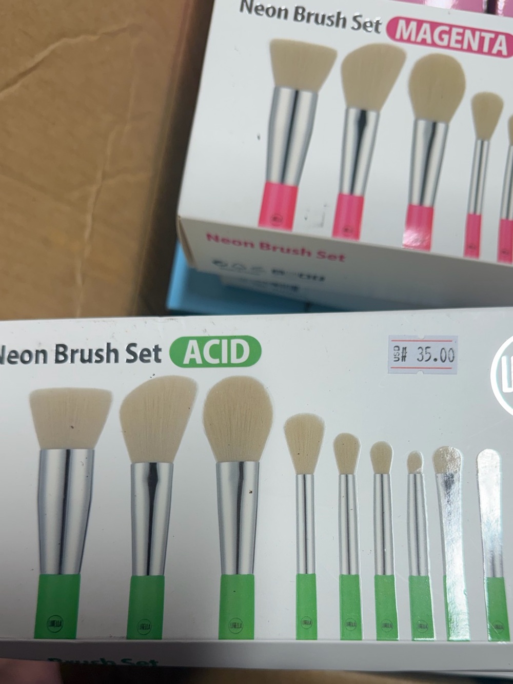 LURELLA COSMETICS Neon Brush Set 10 Pc Set Green NEW - Picture 5 of 6